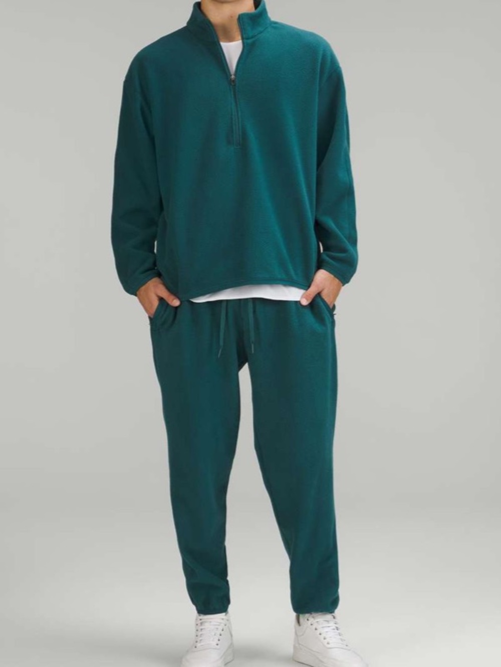 Lululemon Oversized-Fit Fleece Half Zip Pullover in Green Jasper Size L